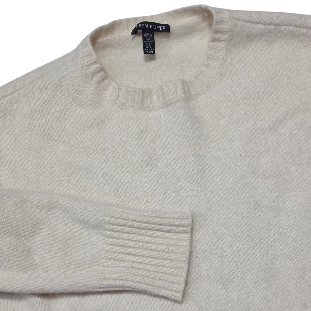 Eileen Fisher Sweater Womens XXS/XS Cream‎ Cashmere Colorblock Knit F18JHW